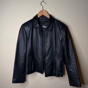 Wilson’s Leather Maxima Women’s Black Biker Bomber Jacket Classic Size M